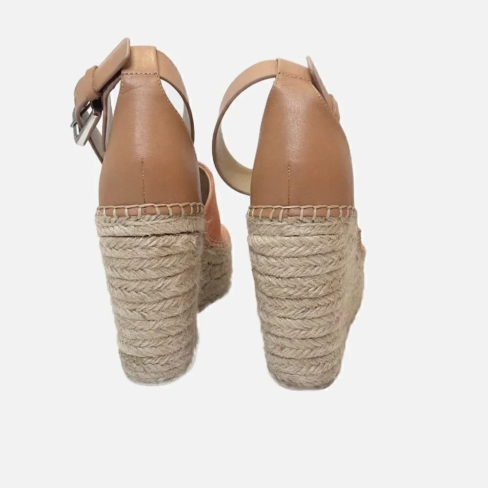 Marc Fisher LTD Women’s Mladalyn Espadrille Wedge Sandal Coral Suede Size 8.5 M